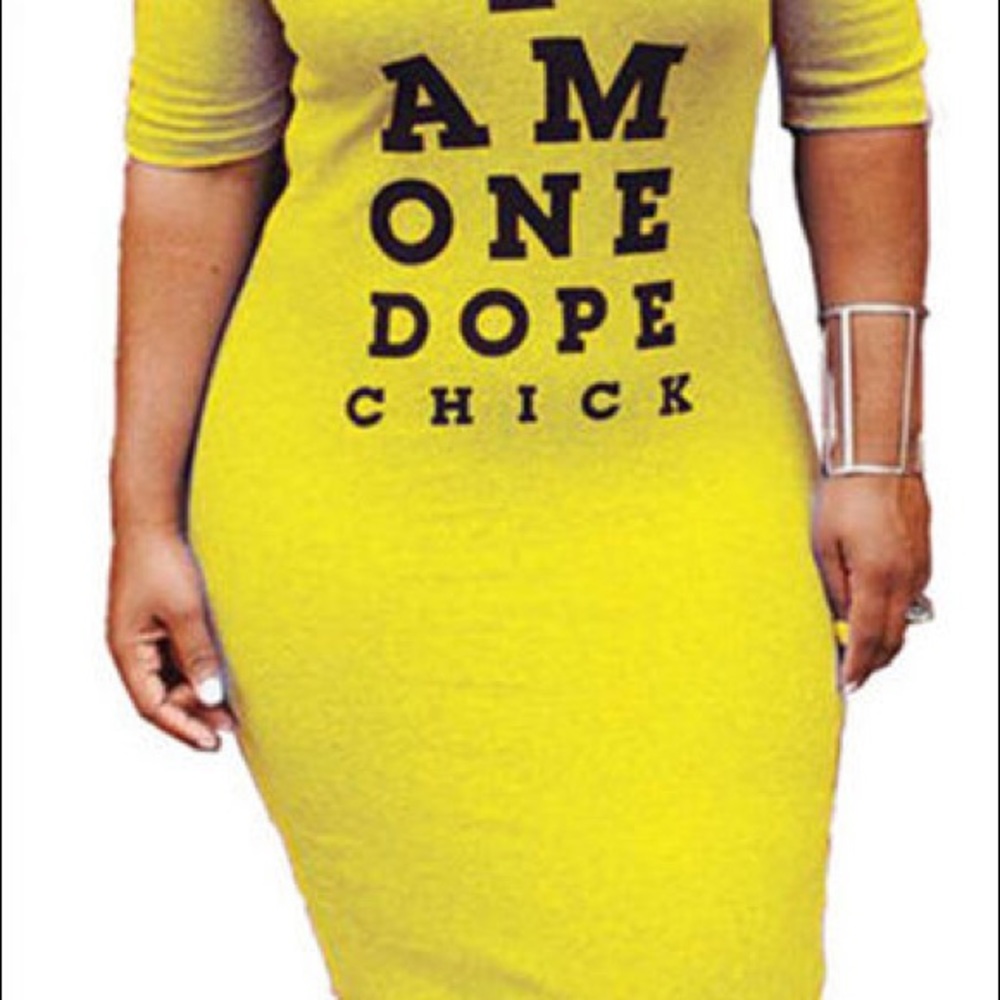 I Am One Dope Chick Long Off Shoulder Hip Dress - Picture 7 of 7